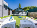 fenced yard swimming pool yakuzzi barbecue deck chairs tables, Apartment Kristijan & Jelena with pool in Vodnjan, Istria, Croatia Vodnjan