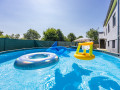 fenced yard swimming pool yakuzzi barbecue deck chairs tables, Apartment Kristijan & Jelena with pool in Vodnjan, Istria, Croatia Vodnjan