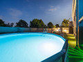 fenced yard swimming pool yakuzzi barbecue deck chairs tables, Apartment Kristijan & Jelena with pool in Vodnjan, Istria, Croatia Vodnjan