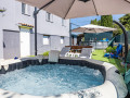 fenced yard swimming pool yakuzzi barbecue deck chairs tables, Apartment Kristijan & Jelena with pool in Vodnjan, Istria, Croatia Vodnjan